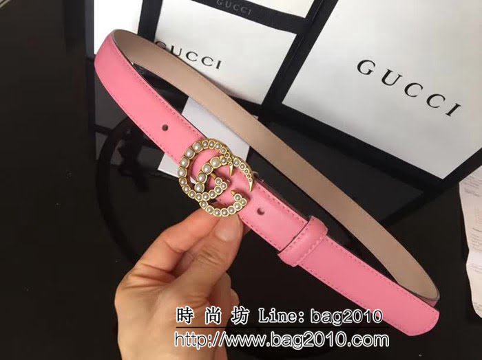 古馳CUCCI 爆款 頂級雙面頭層小牛皮 純銅珍珠扣高端女士皮帶 GHG1109